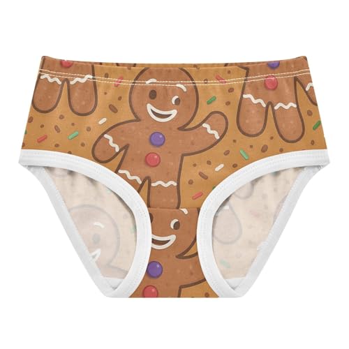 Gingerbread Man Elastic Waistband Girls' Panties Toddler Cotton Underwear for Girls in Sizes 2T,3T, 4T, 5T, 6Y and 8Y