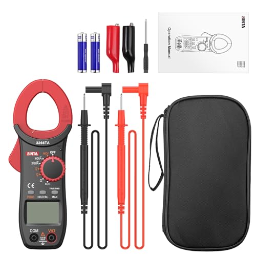 BINTA Stromzange 600A 2000 Counts TRMS Auto Ranging AC/DC Strom Digital Strommessgerät Strommesszange mit LED Hintergrundbeleuchtung AC/DC für Spannung Strom Widerstand Dioden NCV