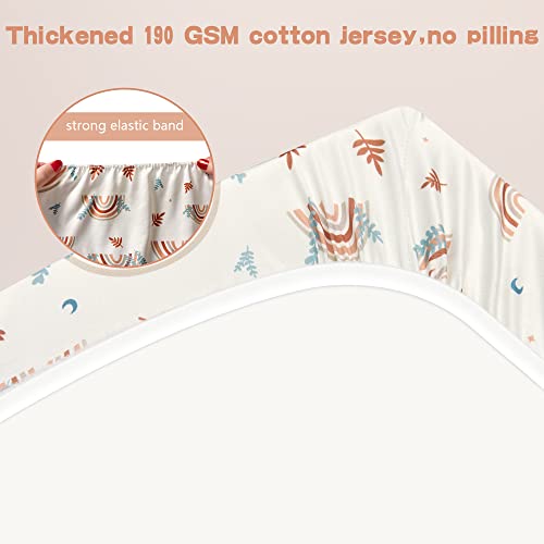 Pack And Play Sheets 2 Pack Stretchy Pack N Play Sheets With Elastic Band, Portable Mini Crib Sheets Fitted Most Standard Size Crib Mattress, Soft And Breathable Material(Rainbow And Rabbit) #TOP3