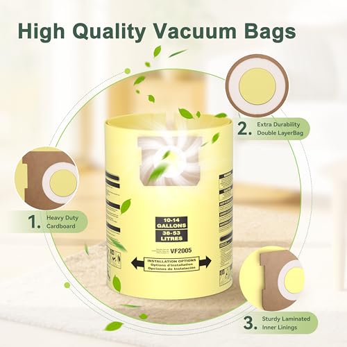 Image of 12 Pack 10-14 Gallon Vacuum Bags For Shop Vac Bags