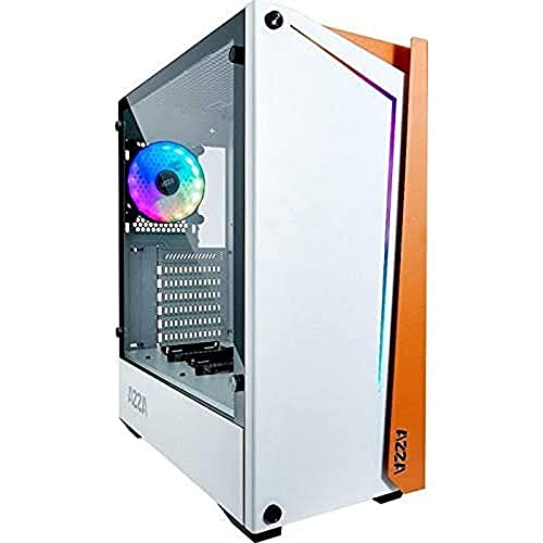 AZZA Apollo 430W-DF2 Tower Case, White/Orange, Tempered Glass