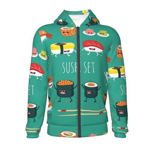 Cute Sushi Kids Pullover Hoodies Boys Zip Up Sweatshirts Girls Athletic Clothes with Pocket2