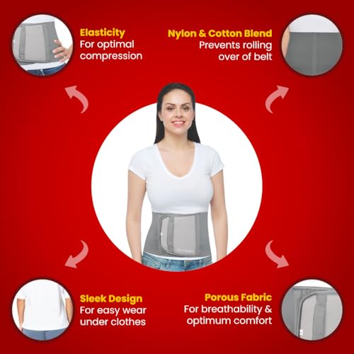 Image of Dr.Ortho Abdominal Belt for Women, Post C-Section Surgery, Maternity Waist Support After Delivery, Tummy Reduction, Belly Support Belt Grey (3XL)