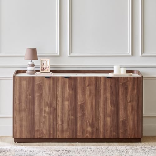Image of Home Centre | Hadley 3-Door Sideboard | Storage Cabinet for Home | Engineered Wood | Walnut | 1 Year Warranty