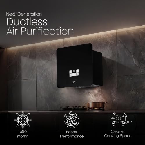 Image of Livpure Dyce 60 cm | Wall Mounted | Ductless | 1650 m /hr Suction | BLDC Motor | 5 Stage Activated Carbon Filter|Touch & Gesture Control|Low Noise|10 Years Motor + 2 Years Comprehensive Warranty|Black