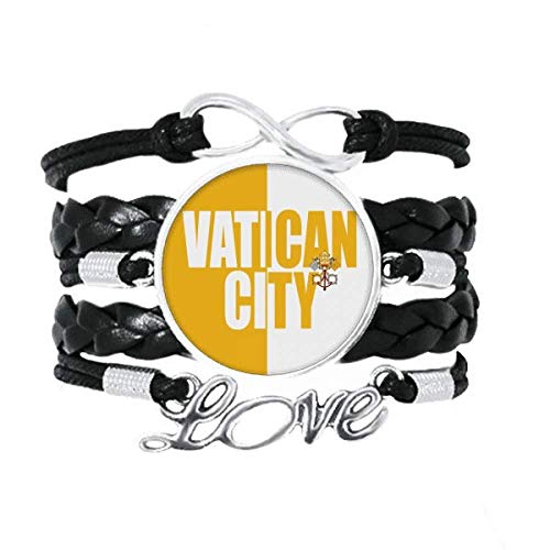 DIYthinker Pays nom de la cité du Vatican Drapeau Bracelet Amour Bijoux Cuir Bracelet