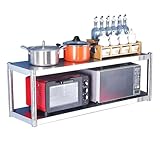 Renmlion Edelstahl-Küchenregale mit 2 Ablagen, Mikrowellenregal gewerbliche Regale, Wandmontage-Lagerregal, Metallregale für Garage, Büro, Restaurant, Lager(120X35X40CM)