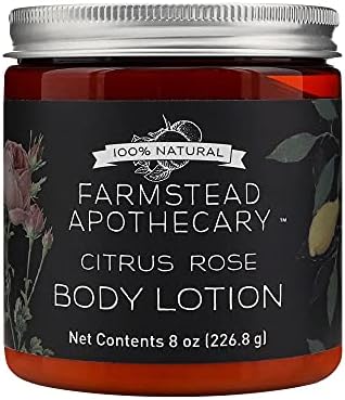 Farmstead Apothecary 100% Natural Body Lotion with Organic Safflower Oil, Organic Sunflower Oil & Organic Vitamin E Oil, 8 Oz (Citrus Rose)