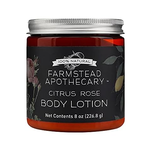 Farmstead Apothecary 100% Natural Body Lotion with Organic Safflower Oil, Organic Sunflower Oil & Organic Vitamin E Oil, 8 Oz (Citrus Rose) Cover