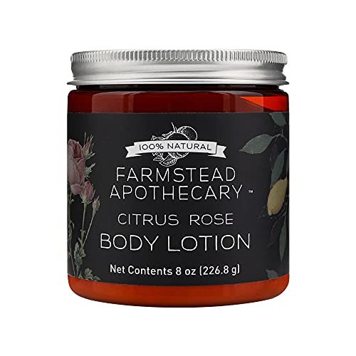 Farmstead Apothecary 100% Plant Based Body Lotion with Organic Safflower Oil, Organic Sunflower Oil & Organic Vitamin E Oil, 8 Oz (Citrus Rose)
