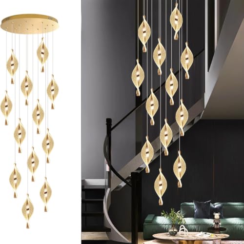 Suspension moderne pour salle à manger et salon - Grand lustre LED chic pour plafond haut