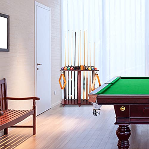 Gse Floor Stand Billiard Pool Cue Racks Only, Holds 10 Pool Cue Sticks, 2 Drink Holders, Billiard Ball Racks And Full Set Of Pool Balls (Mahogany) #TOP6