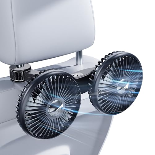 NIFBANG Car Fan,Usb Powered CarSeat Fans Powerful for Kids/Baby/Dog,[Comes with Car-Charger,12V 24V Universal]360° Rotatable 3 Speeds Carseat Cooling Venty Cooler that Blow Cold Air for Truck,SUV,RV