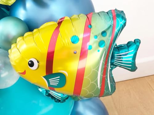 Image of Rozi Decoration Colorful Fish Shape Aluminium Foil Balloon for Birthday Decoration, Underwater Theme Party, Kids Party Decor, Ocean Theme Celebration Balloon for Home & Event Decor