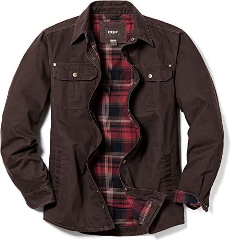 CQR Men's Hooded Quilted Lined Flannel 