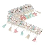 joyMerit 1 Yard 3cm Pompom-Band Bommel Perlen Pailletten Fransen Quasten Jacquard Band Borte Nähbordüre für Dekoration - 4cm Breite