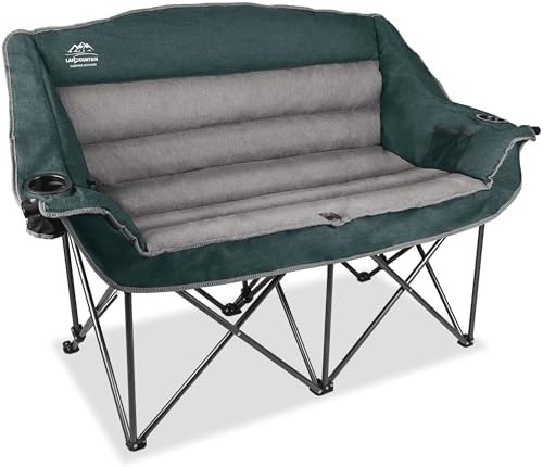 FUNDANGO Chaises de Camping triples pour Adultes, Chaise Pliante incurvée à 3 Places avec Sac Isotherme, canapé de Camp surdimensionné, rembourré, capacité de Poids de 408,7 kg pour extérieur FUNDANGO Chaises de Camping triples pour Adultes, Chaise Pliante incurvée à 3 Places avec Sac Isotherme, canapé de Camp surdimensionné, rembourré, capacité de Poids de 408,7 kg pour extérieur