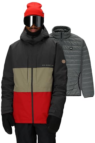 686 Mens Smarty 3-in-1 Form Jacket - 2-Layer Shell with Removable Inner Thermal Puff - Water & Weather Resistant - Charcoal Colorblock Large
