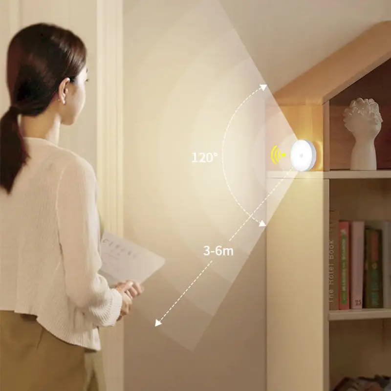 VIVITO Motion Sensor LED Night Light | Wireless, USB Rechargeable, Self-Adhesive | Automatic Lighting for Wardrobe, Stairs, Kitchen, Closet & More (Pack of 2, White) 1