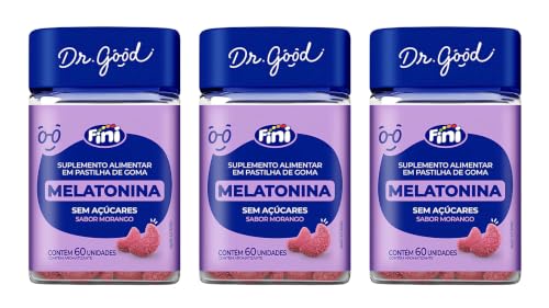 Kit 3x Melatonina Sabor Morango 60 Gomas Mastigável Fini - Dr Good