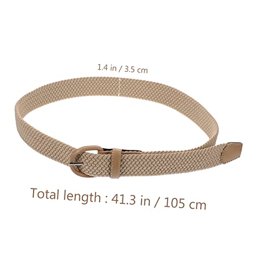 Elastic Woven Waist Belt with Buckle Chic Stretch Fabric Band for Women and Men Stylish Waistband for Dresses Jeans Casual and Formal Wear Beige2