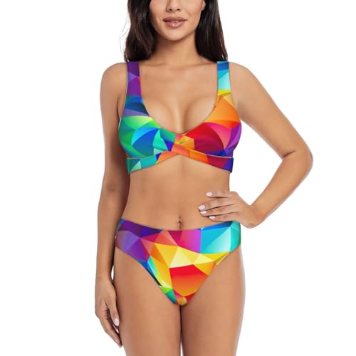 Bikini deux pièces arc-en-ciel confortable pour vos journées plage et piscine