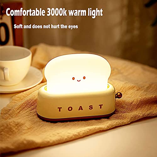 Cute Desk Decor Toast Night Lamp,Dimmable Led Rechargeable Portable Light With Timer Bedroom Bedside Table Lamp (Green) #TOP1