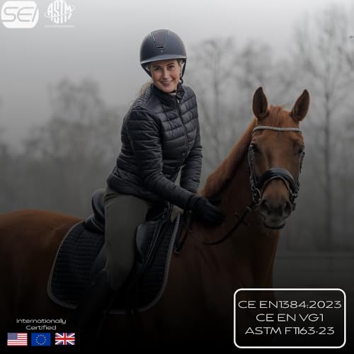 Land Helmets Stella Helmet - ASTM/SEI F1163-23 & EN 1384 Certified Helmet - Comfortable, Lightweight & Stylish-Black, Gloss Black & Glitter-S/M - Thumbnail 3