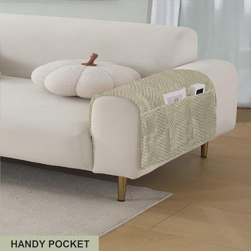 Image of Amazon Basics - Velvet Quilted Sofa Armrest - Set of 2 | Multi-Layered Fabric | 70cm x 70cm | 350 GSM | Color - Beige