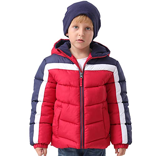 HZXVic Baby Boys Lightweight Winter Coat,Waterproof Hooded Down Puffer Jackets for Kids Parka Outerwear (Red 4T)