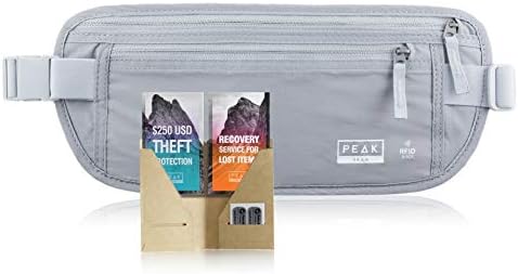 Hidden Travel Money Belt, Ultimate Peace of Mind for Men and Women, RFID Blocking Fabric to Protect Money, Passports and Documents with Exclusive Theft Protection and 2 Recovery Tags- Gray (Regular)