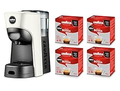 Idea Regalo - Lavazza, A Modo Mio Macchina per Caffè Tiny Eco Bianca con 64 Capsule Qualità Rossa Incluse, Macchina per Espresso in Plastica Riciclata, 1450 W, 220-240 V, 50/60 Hz, 0.6 Litri