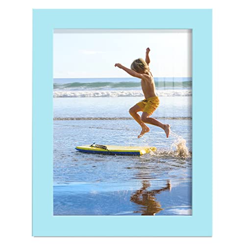 Renditions Gallery 6x8 inch Picture Frame High-end Modern Style, Made of Solid Wood and High Definition Glass Ready for Wall and Tabletop Photo Display, Blue Frame