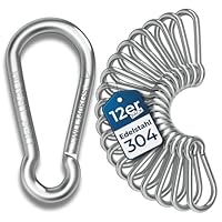 Der Traum 12 Stück Karabinerhaken Edelstahl, 6 x 60mm – Karabiner mit Belastbarkeit von 140 KG – Ideal für Schlüsselanhänger, Camping, Wandern, Reisen, Angeln, Rucksack (Silber)