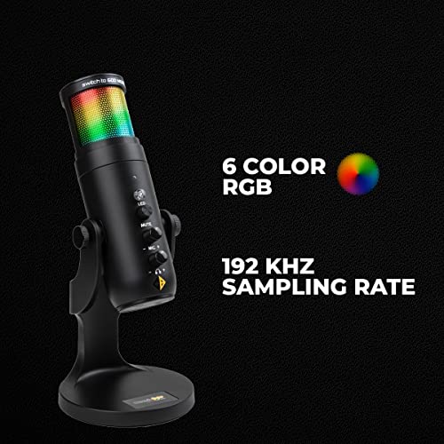 Image of Cosmic Byte Deimos RGB USB Microphone Cardioid Type with Tabletop Stand, 192Khz Sampling Rate for PC, Laptops, Mac (Black)