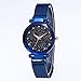 Produktbild Baiye Analog-Uhr-Quarz-Uhren für Frauen, magnetische Gitterband, Sternenhimmel Abdeckung, Strass, wasserdicht,F