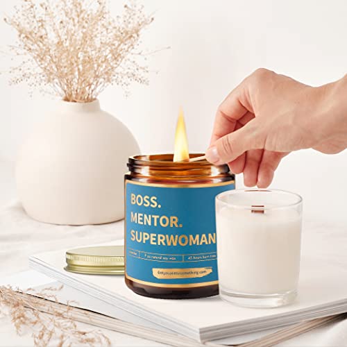 Boss Lady Gifts For Women - Natural Soy Candle - Best Boss Gifts For Mothers Day Birthday Or New Job Promotion, Coworker Leaving Farewell Retirement Present Idea For Female Boss Manager Or Supervisor #TOP2
