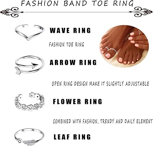 ORAZIO 18K Gold Plated Adjustable Toe Rings for WomenFlower Arrow Tail Pinky Band Rings Open Toe Ring Set Hypoallergenic Hawaiian Foot Gift Jewelry