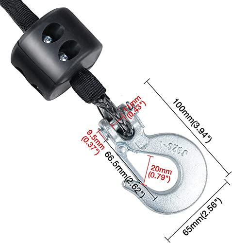 Wrough 1/4" Synthetic Winch Rope 50 Ft Black Heavy Duty 10000 Lb Atv Winch Rope Line With Steel Hook Rubber Stopper Protecting Sleeve/Sheath And Thimble Universal Fit For Atv Suv Vehicle Winch Rope #TOP1