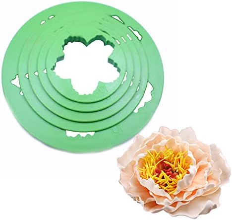 SK 5-Piece Peony Fondant Cutters Set Sugarcraft Modeling Tools Kit for Cake Decoration Green