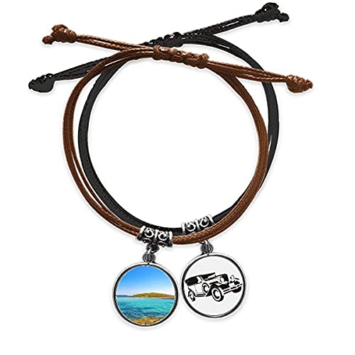 Bracelet corde et cuir l'eau de mer Island Science Nature avec motif de minibus photo