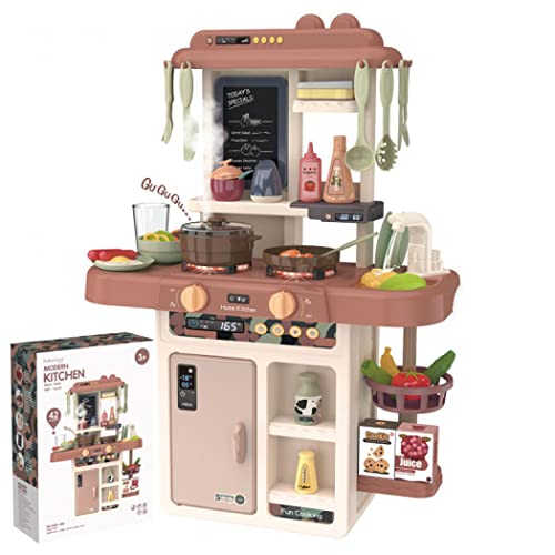 SUKAAGO おままごと キッチンセット ごっこ遊び おもちゃ 知育玩具 キッチンリアル玩具 食器おもちゃ リアル噴霧 リアル料理音 黒板付き 親子遊び 循環水 クリスマス プレゼント ギフト 組み立て式 子供向け 男女通用 (スタイル4)