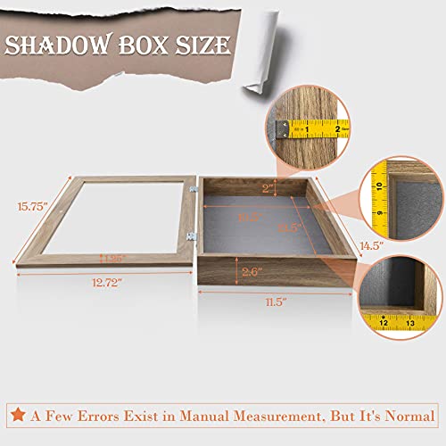 Golden State Art, 11x14 Shadow Box Frame Display Case, 2-inch Depth, Great for Collages, Collections, Mementos, 6 Pins Included (Light Brown, 1 Pack)