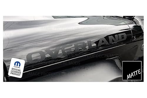 Decal Mods Jeep Gladiator Overland Hood Graphic Decal/Sticker fits Jeep Wrangler JL JT (2018-2024) Black Matte - CBM (Set of 2) | SJ8Y9