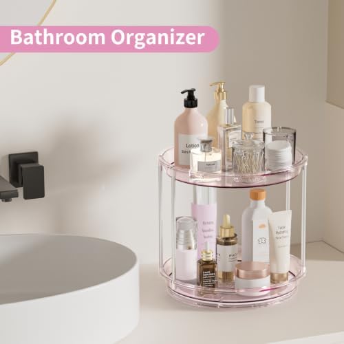 Rotating Makeup Organizer, Perfume Skincare Holder, 2 Tier 9 Inch, Mauve - 4