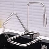 Rubinetto Lavello Cucina Pieghevole Sottofinestra Acciaio Inossidabile 3 Modalità Rotazione A 360° Miscelatore Cucina Sottofinestra-Spazzolato