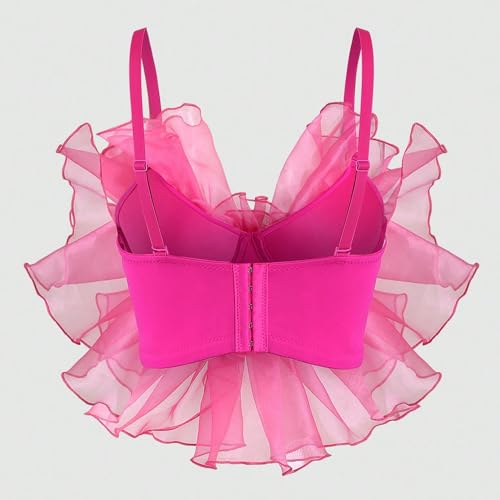 Corset en gaze à grande fleur avec baleines : top d'été élégant taille XL