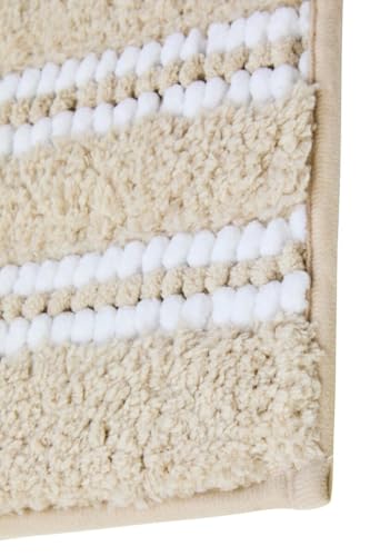 Image of DecorTwist Mosaic Super Soft Microfibre Bath Mat | 2000 GSM Anti-Skid, Quick Dry & Water Absorbent | Non-Slip Mat for Bathroom, Bedroom & Kitchen Floor | 60x40 cm | Style 1 Beige| Pack of 1