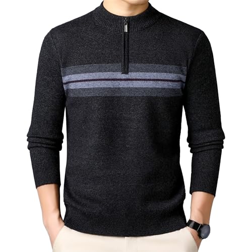 Pull fermeture éclair quart de tour homme pull rayé automne hiver