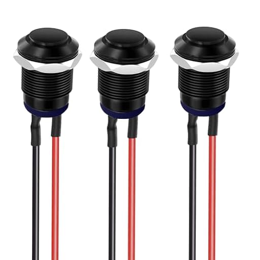 Gebildet 3piezas Precableado IP65 Impermeable Botón de Cierre Autoblocante Aleación de Aluminio Botón de Encendido apagado 12mm 2A 12V/24V/125V/250V AC (cabeza alta) | Ya disponible en tu tienda friki favorita! En mundofriki.es!